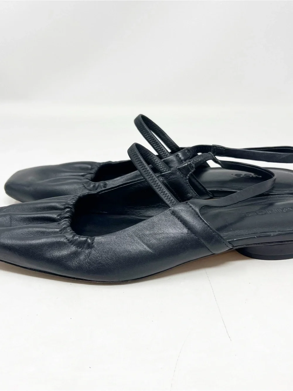 VINCE VENICE SLINGBACK BLACK LEATHER SQUARE TOE MARY JANE BALLET FLATS WOMENS 8